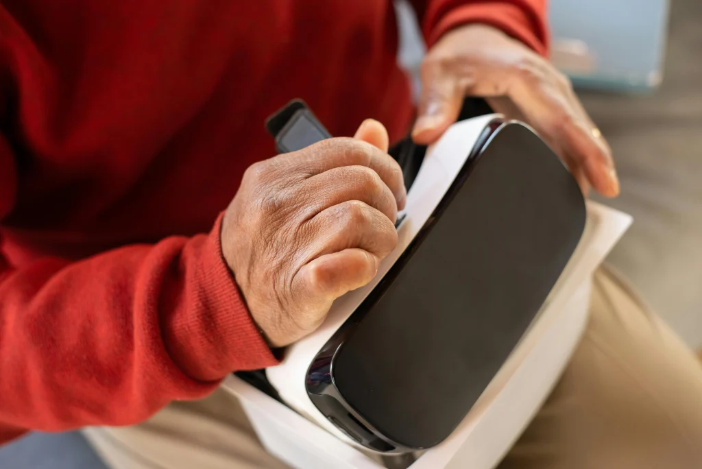 close-up example of wearable AI devices with interactive features
