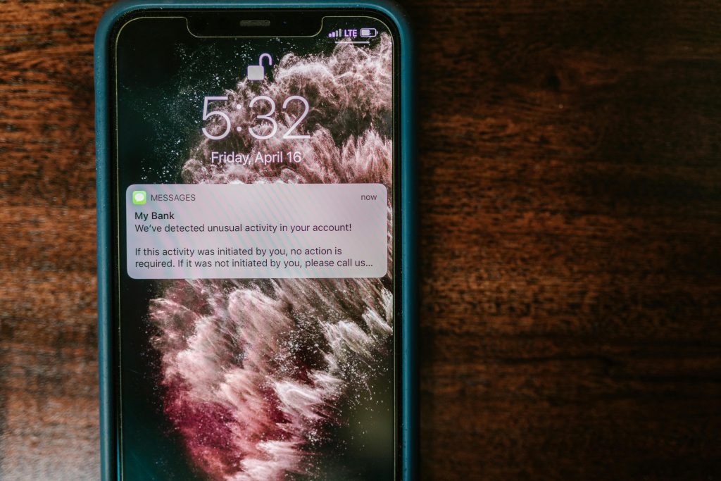 online safety on smartphones and scam text message warning